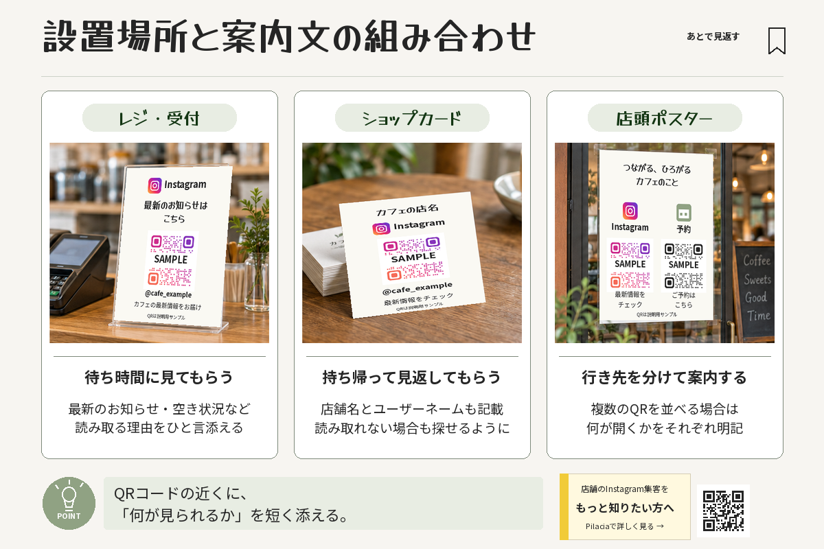店頭でインスタQRコードを案内する例